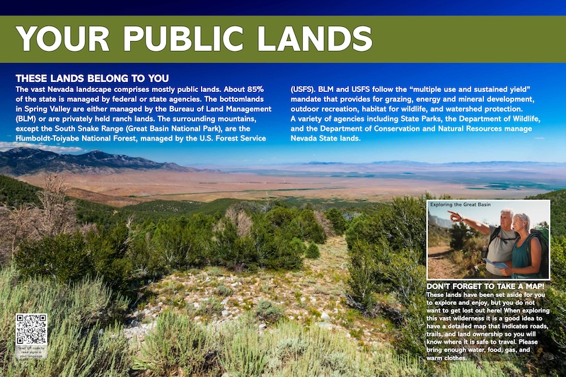 Close-up of an interpretive sign at Great Basin National Heritage Area